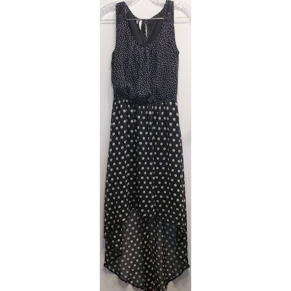 Studio Y Sleeveless Cute Flowy Midi Polka Dot High Low Dress Size Small